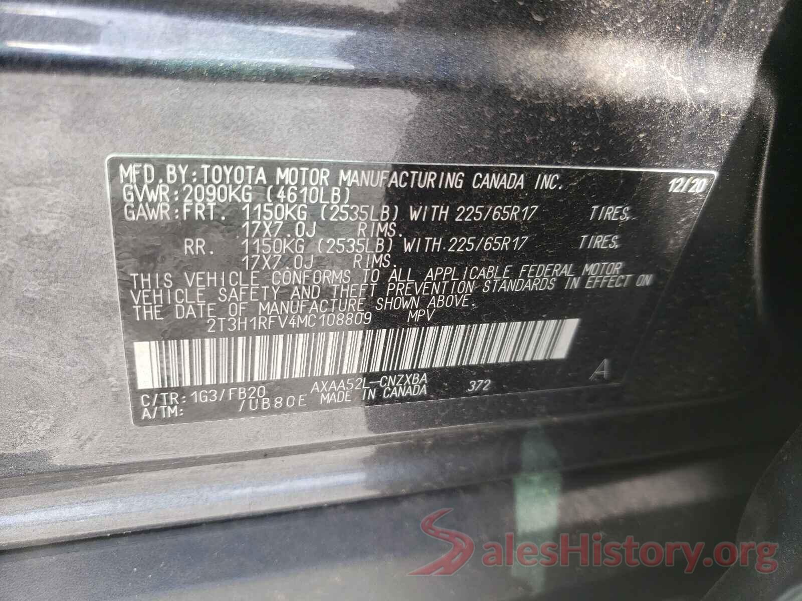 2T3H1RFV4MC108809 2021 TOYOTA RAV4