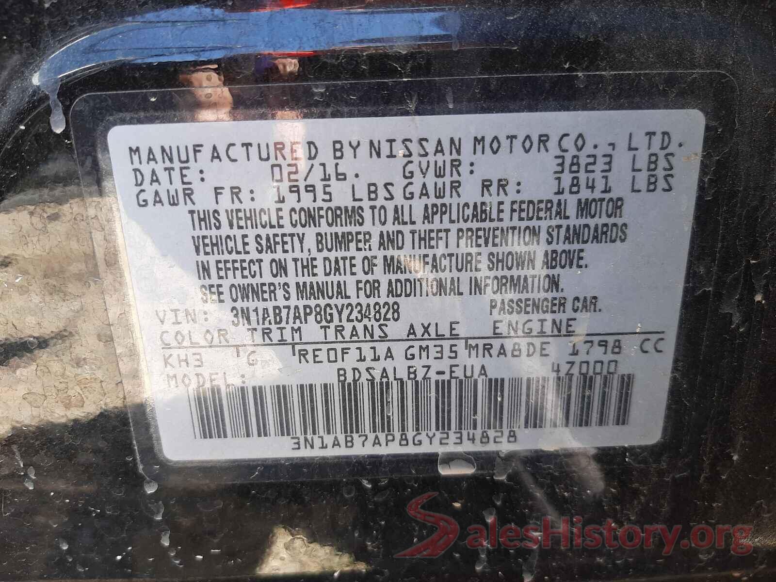 3N1AB7AP8GY234828 2016 NISSAN SENTRA