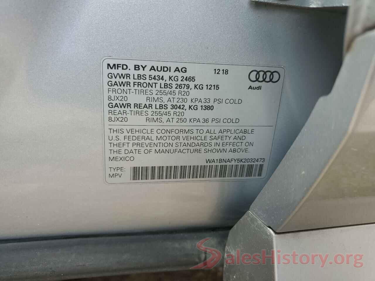 WA1BNAFY5K2032473 2019 AUDI Q5