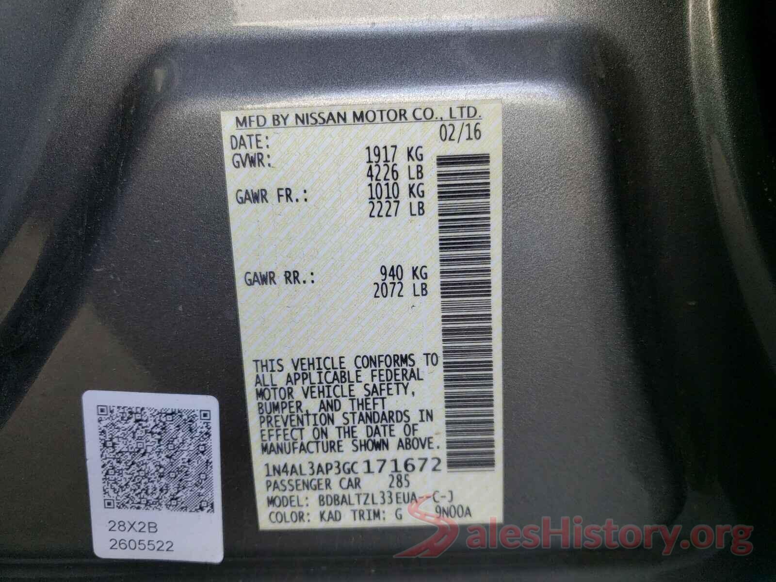 1N4AL3AP3GC171672 2016 NISSAN ALTIMA