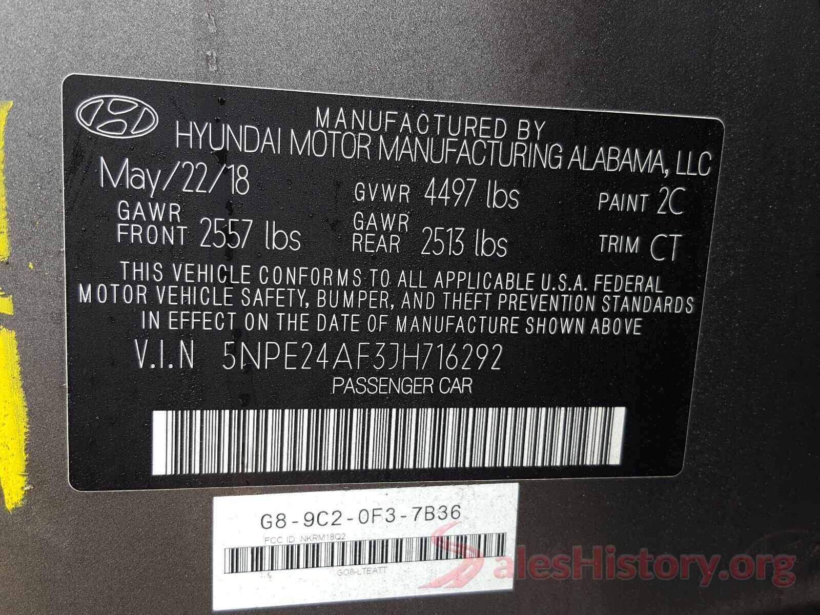 5NPE24AF3JH716292 2018 HYUNDAI SONATA