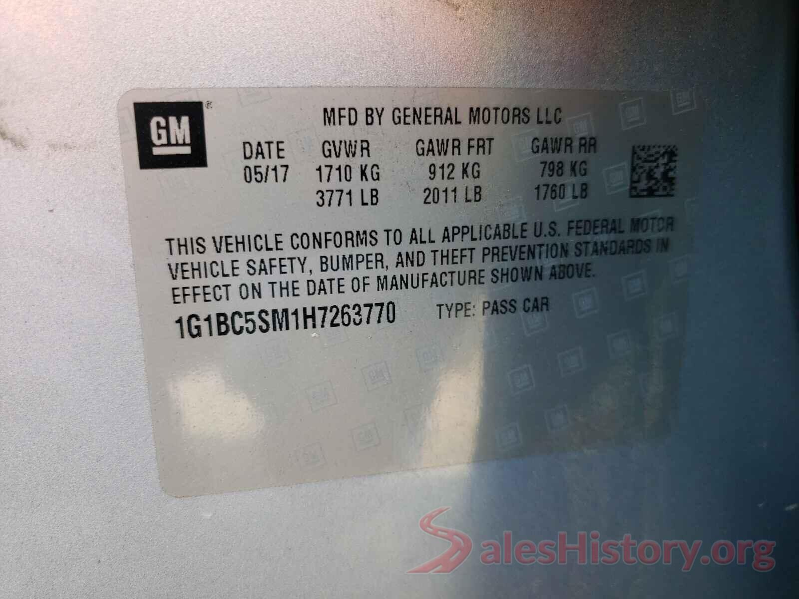 1G1BC5SM1H7263770 2017 CHEVROLET CRUZE