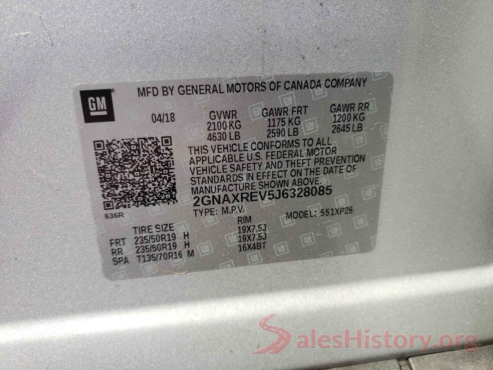 2GNAXREV5J6328085 2018 CHEVROLET EQUINOX