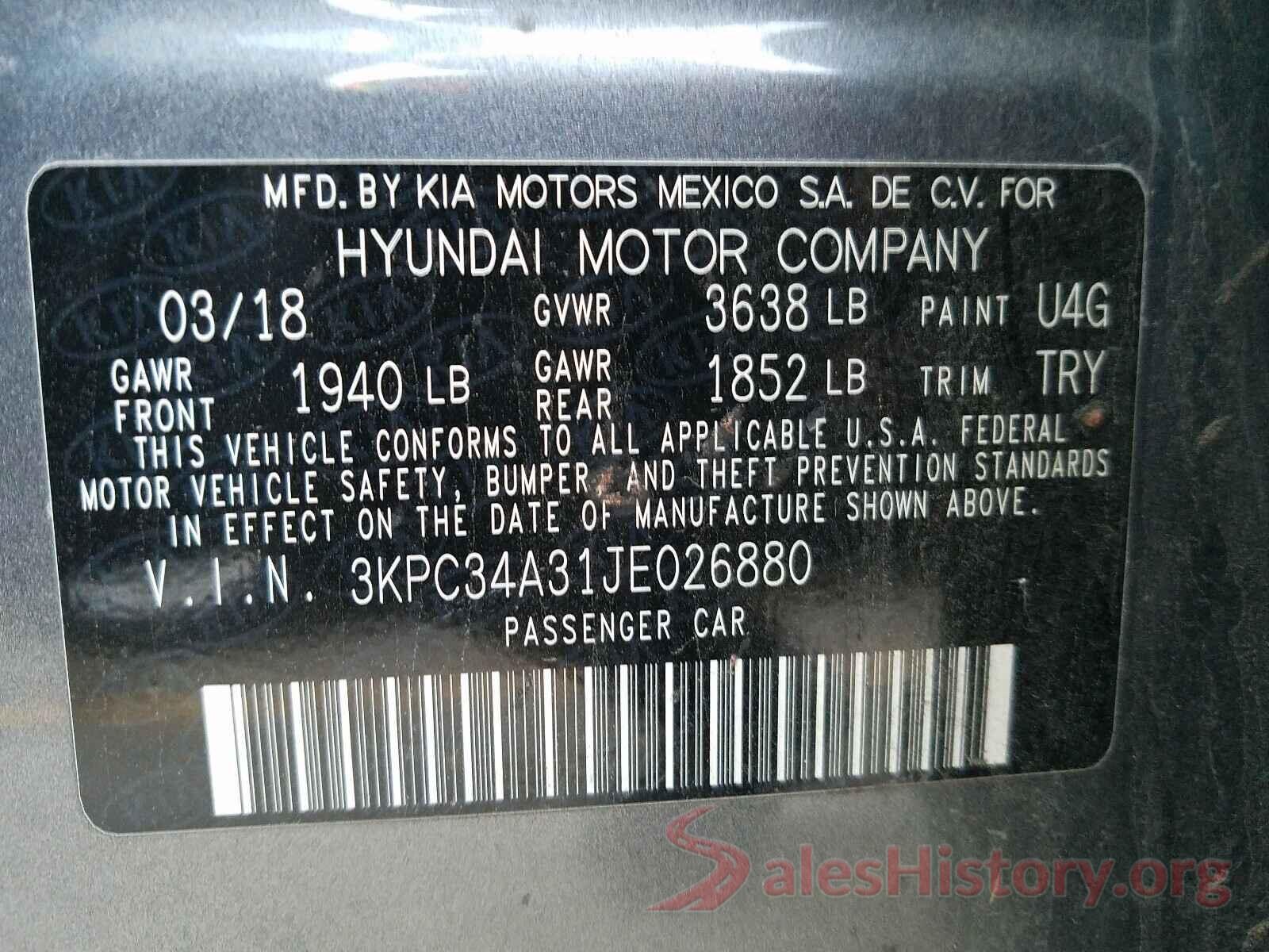 3KPC34A31JE026880 2018 HYUNDAI ACCENT