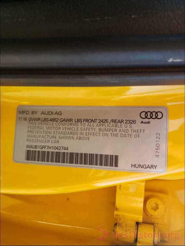 WAUB1GFF7H1042744 2017 AUDI S3