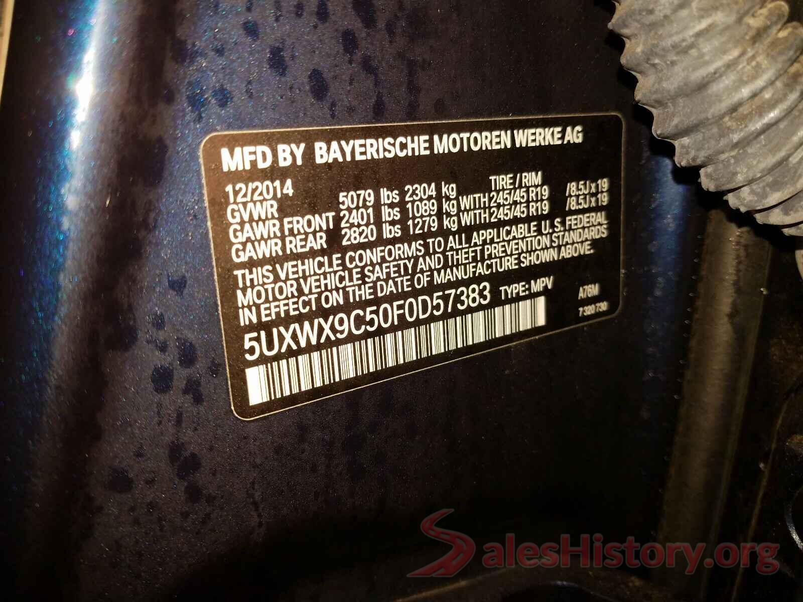 5UXWX9C50F0D57383 2015 BMW X3