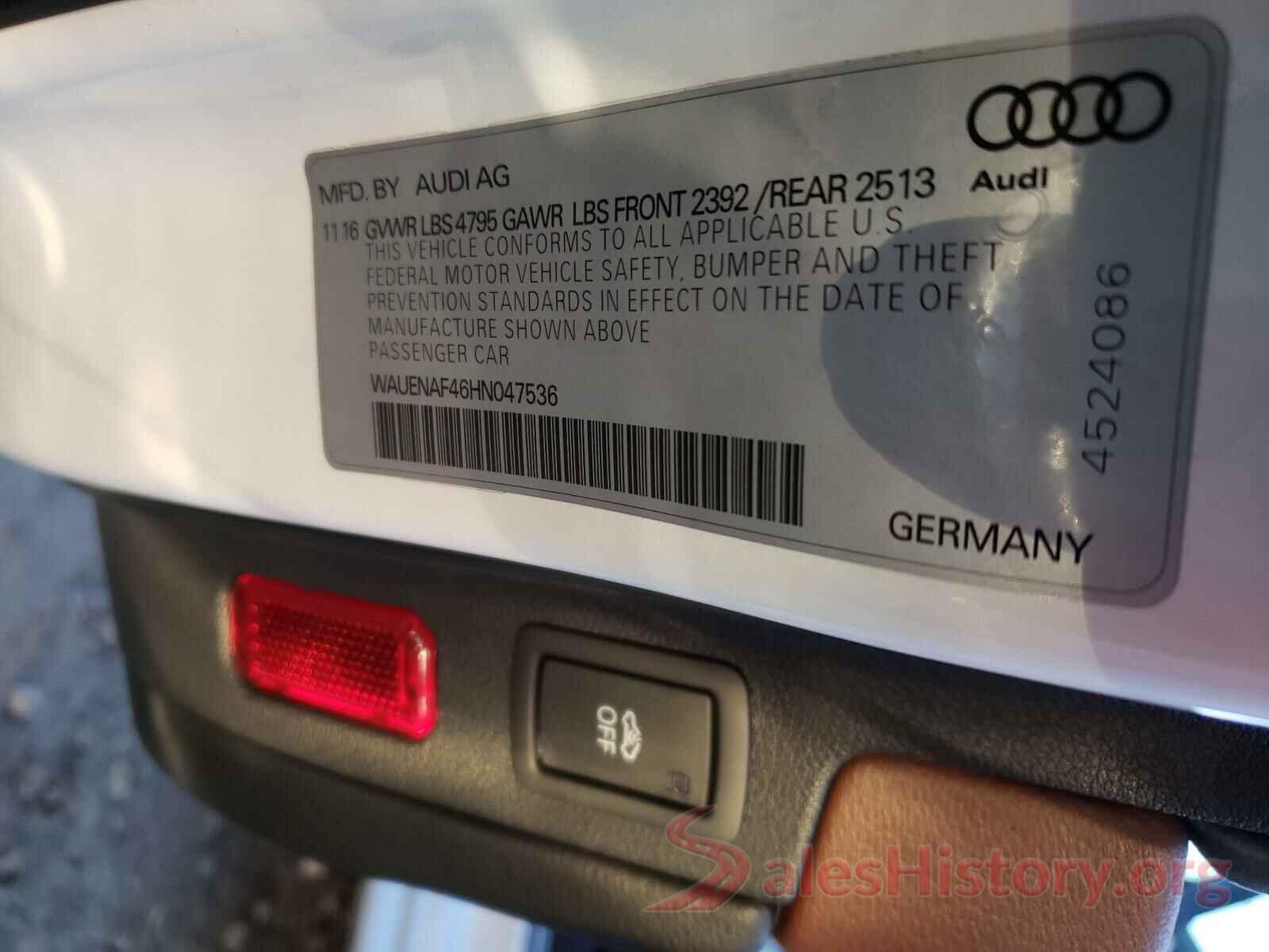 WAUENAF46HN047536 2017 AUDI A4