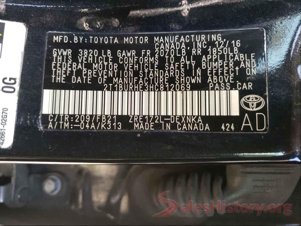 2T1BURHE3HC812069 2017 TOYOTA COROLLA