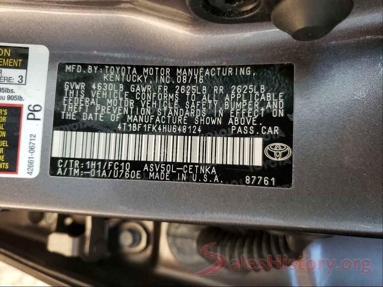 4T1BF1FK4HU648124 2017 TOYOTA CAMRY