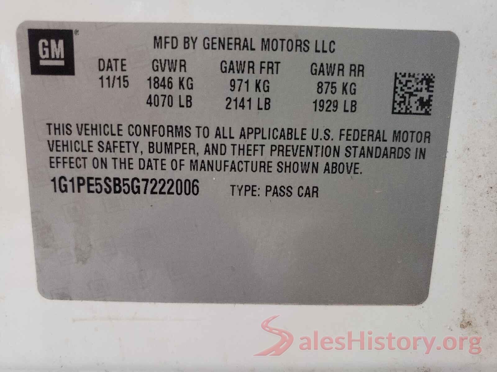 1G1PE5SB5G7222006 2016 CHEVROLET CRUZE