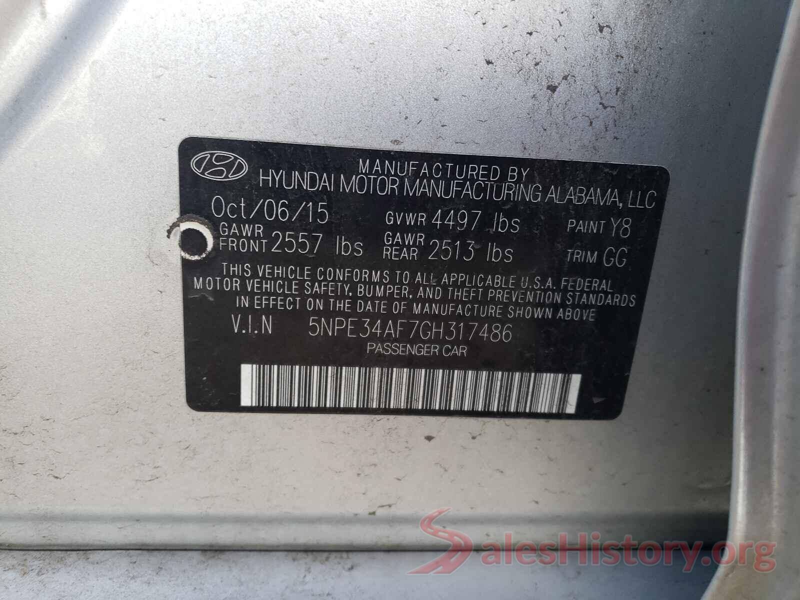 5NPE34AF7GH317486 2016 HYUNDAI SONATA