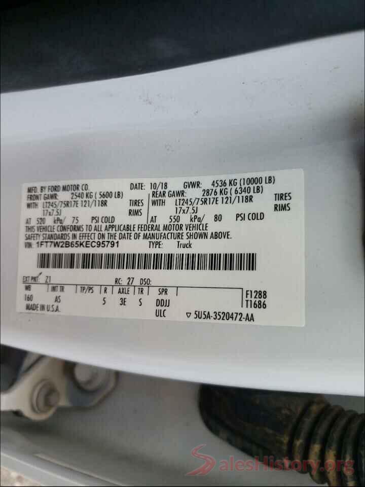 1FT7W2B65KEC95791 2019 FORD F250