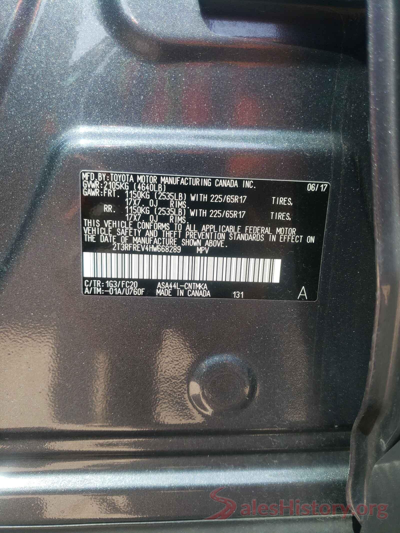 2T3RFREV4HW668289 2017 TOYOTA RAV4