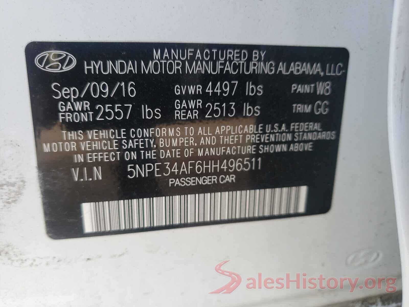 5NPE34AF6HH496511 2017 HYUNDAI SONATA