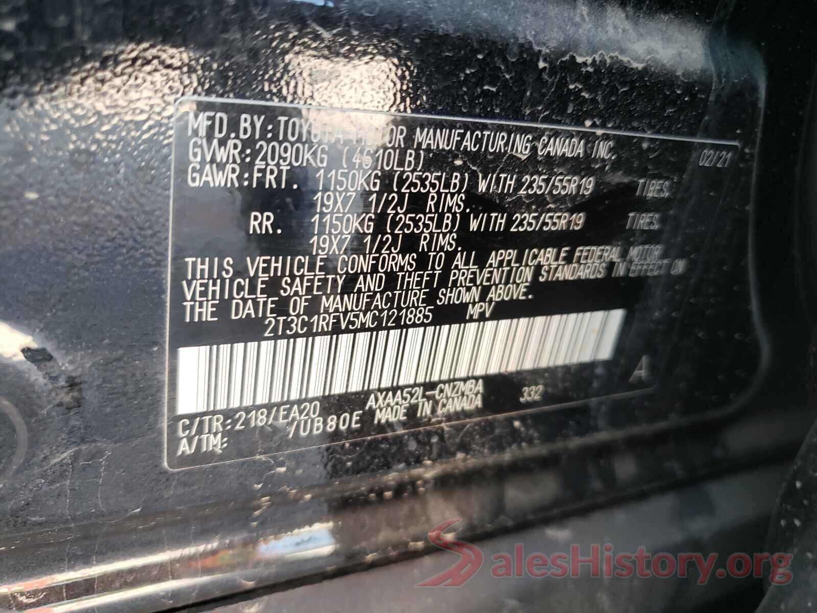 2T3C1RFV5MC121885 2021 TOYOTA RAV4