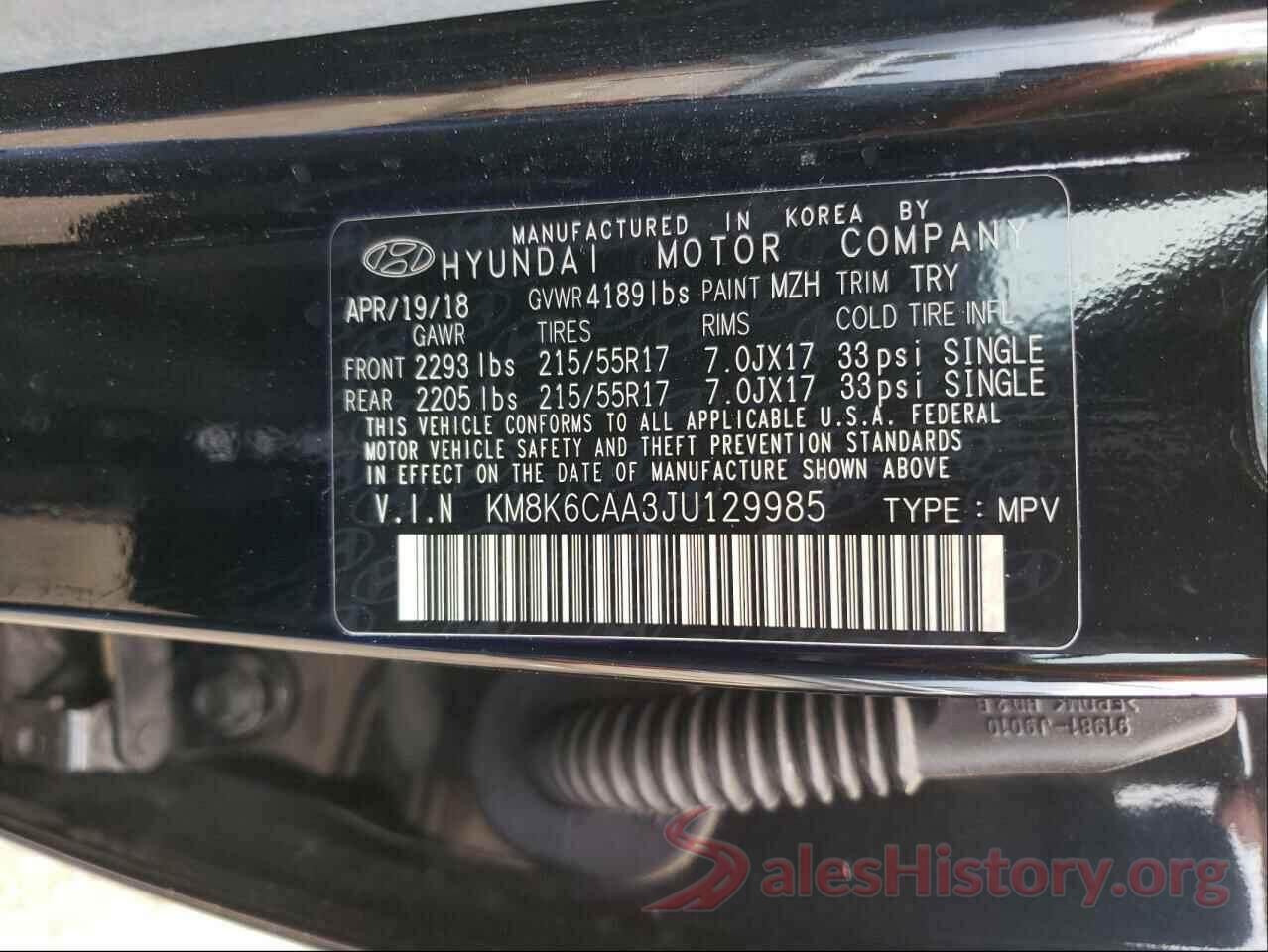 KM8K6CAA3JU129985 2018 HYUNDAI KONA