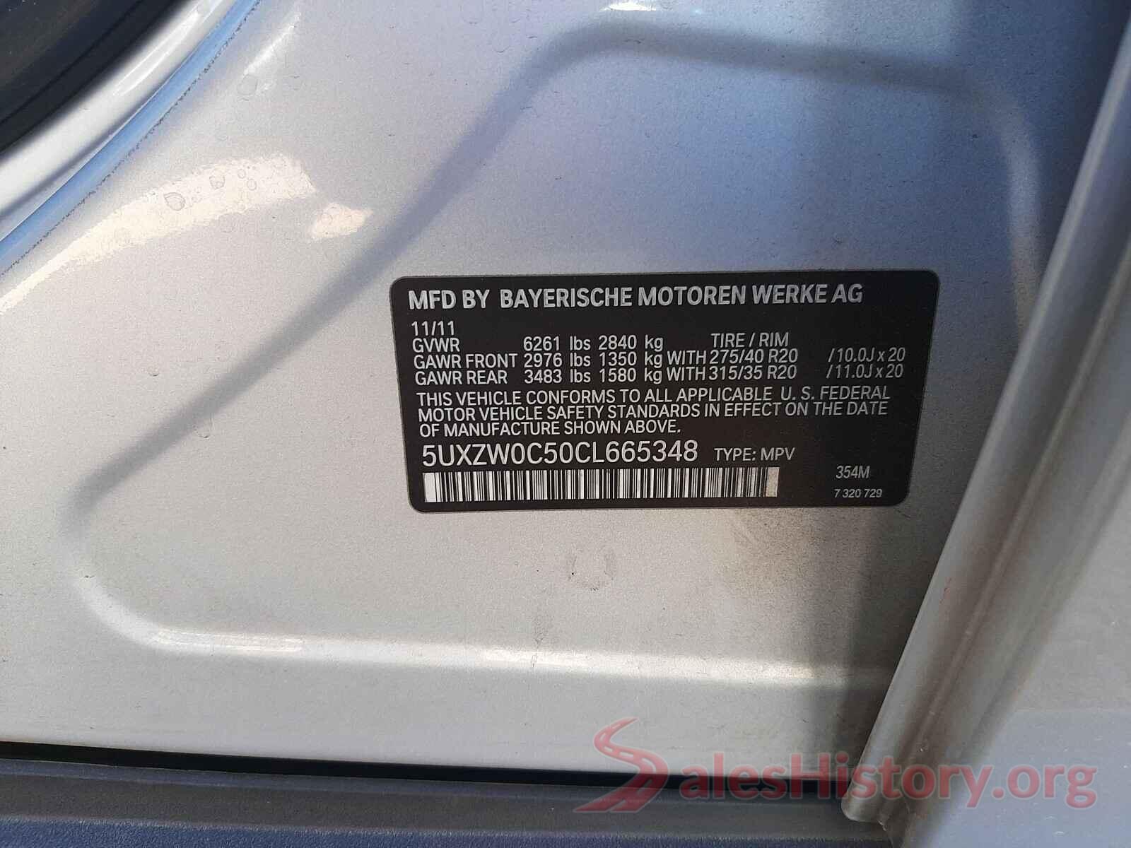 5UXZW0C50CL665348 2012 BMW X5