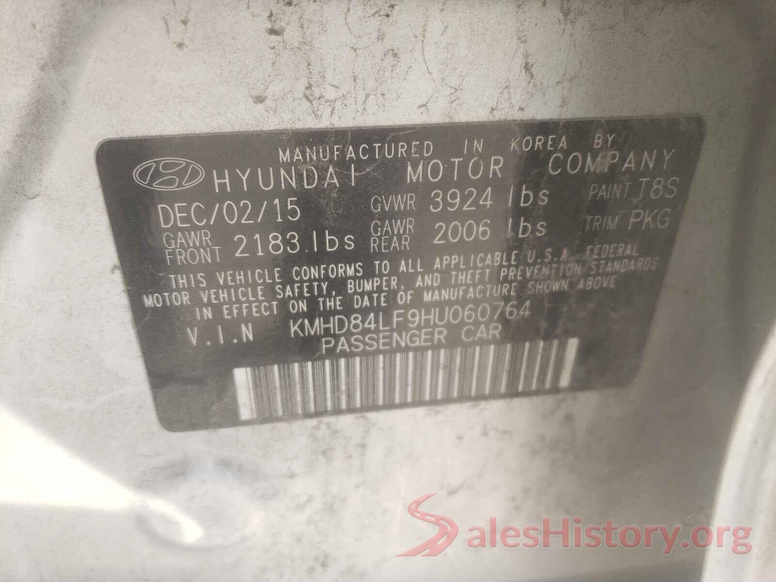 KMHD84LF9HU060764 2017 HYUNDAI ELANTRA