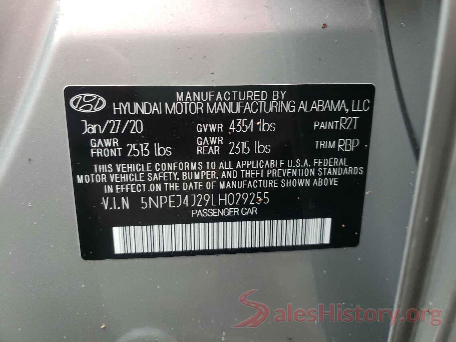 5NPEJ4J29LH029255 2020 HYUNDAI SONATA