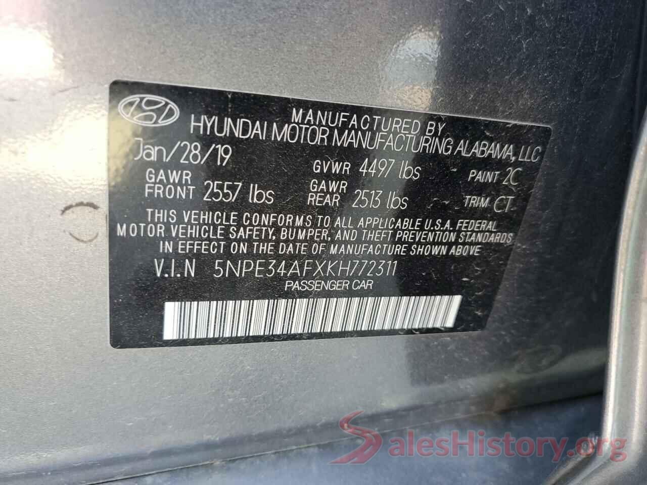 5NPE34AFXKH772311 2019 HYUNDAI SONATA