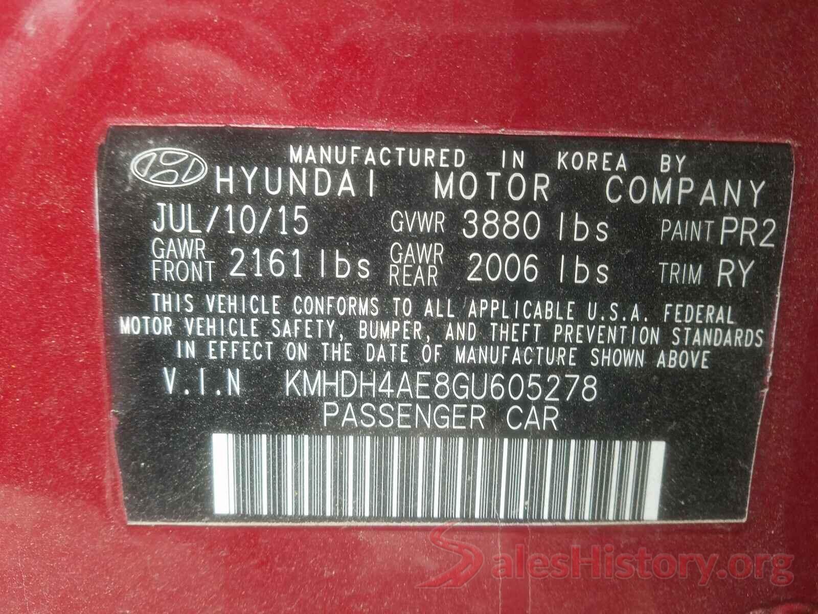 KMHDH4AE8GU605278 2016 HYUNDAI ELANTRA