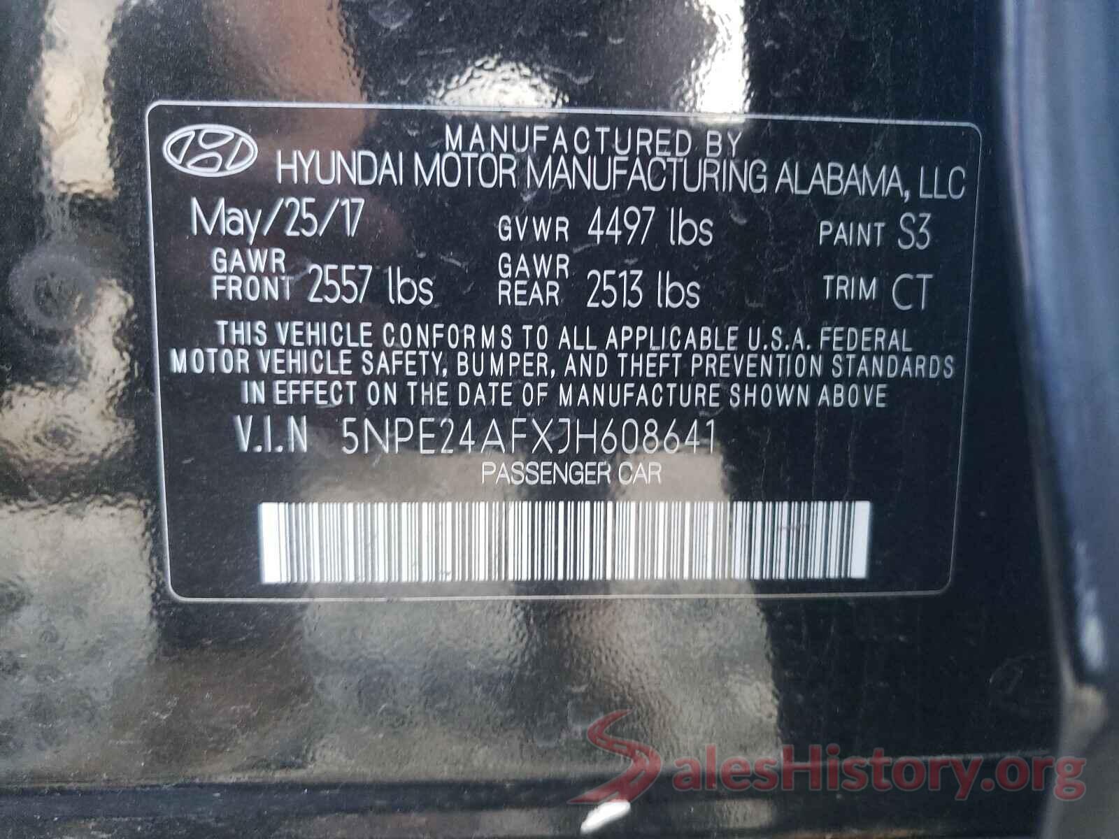 5NPE24AFXJH608641 2018 HYUNDAI SONATA