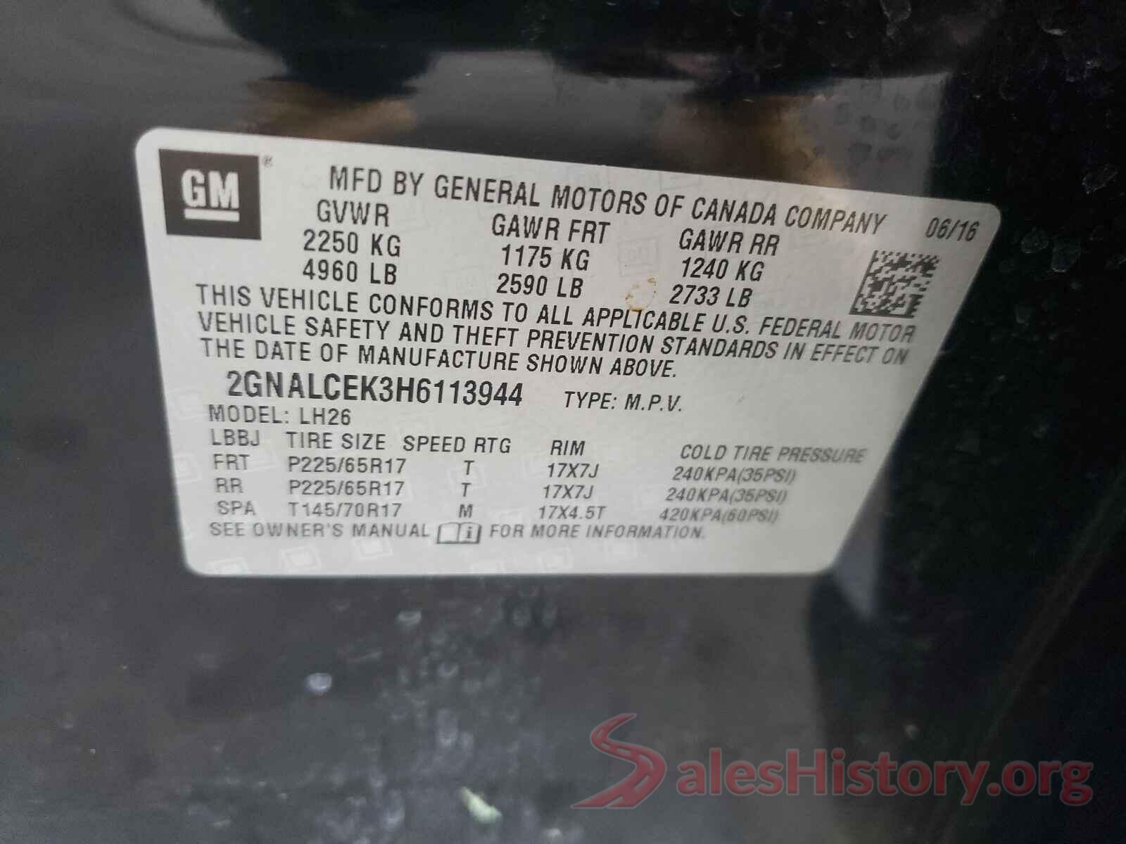 2GNALCEK3H6113944 2017 CHEVROLET EQUINOX