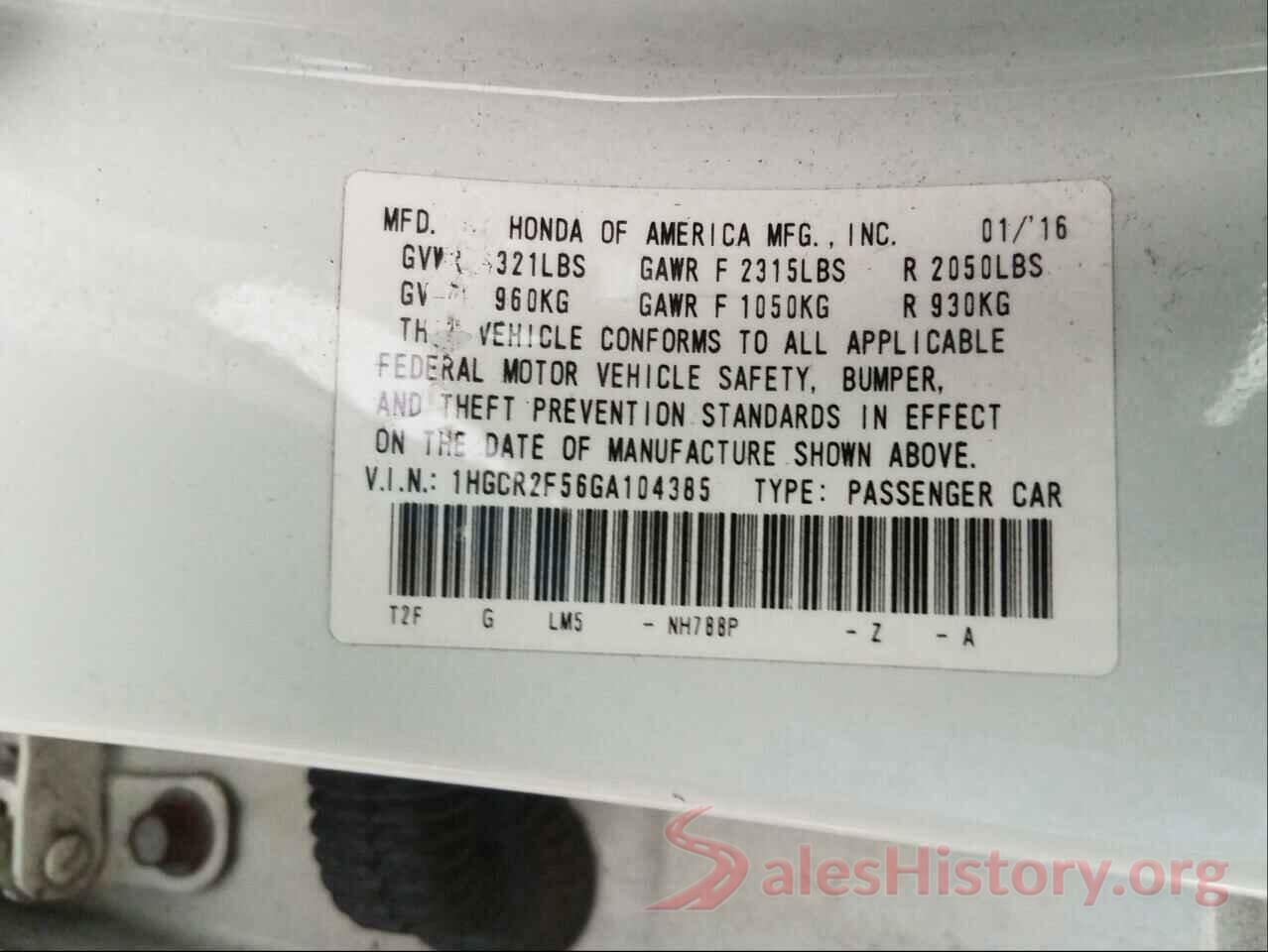 1HGCR2F56GA104385 2016 HONDA ACCORD