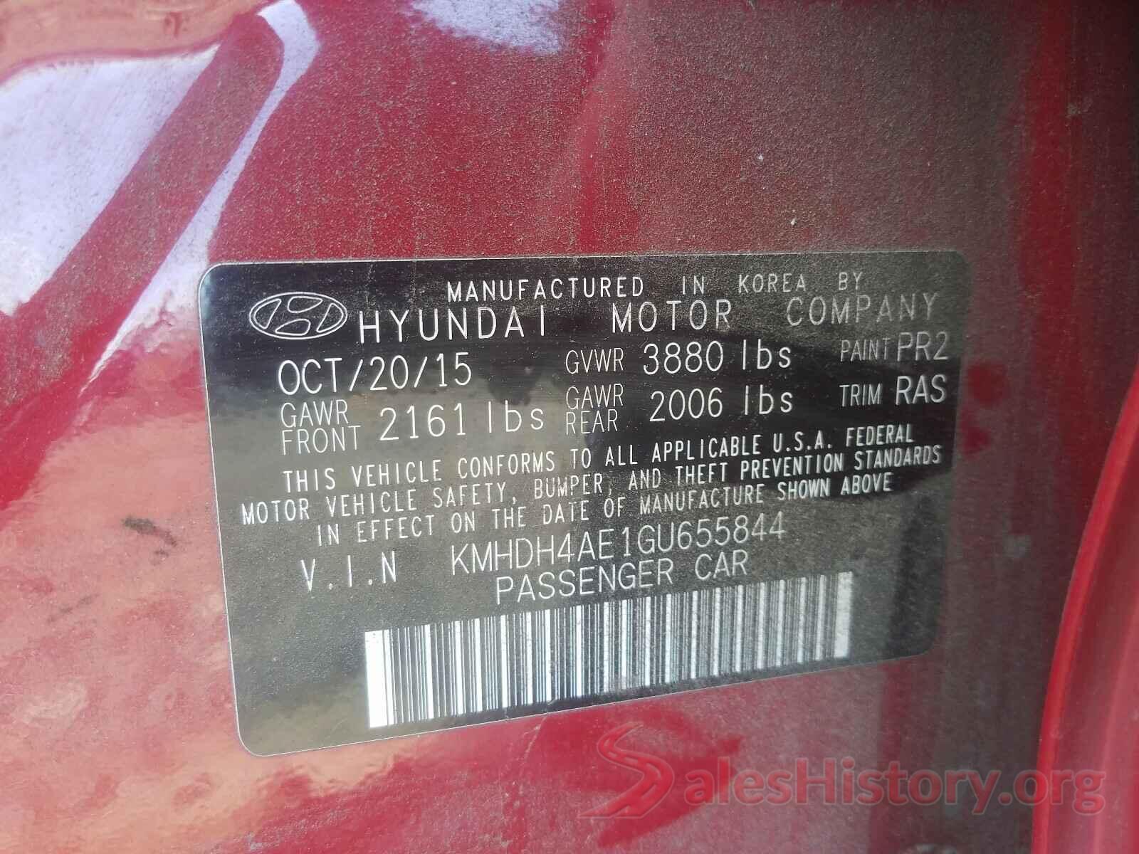 KMHDH4AE1GU655844 2016 HYUNDAI ELANTRA