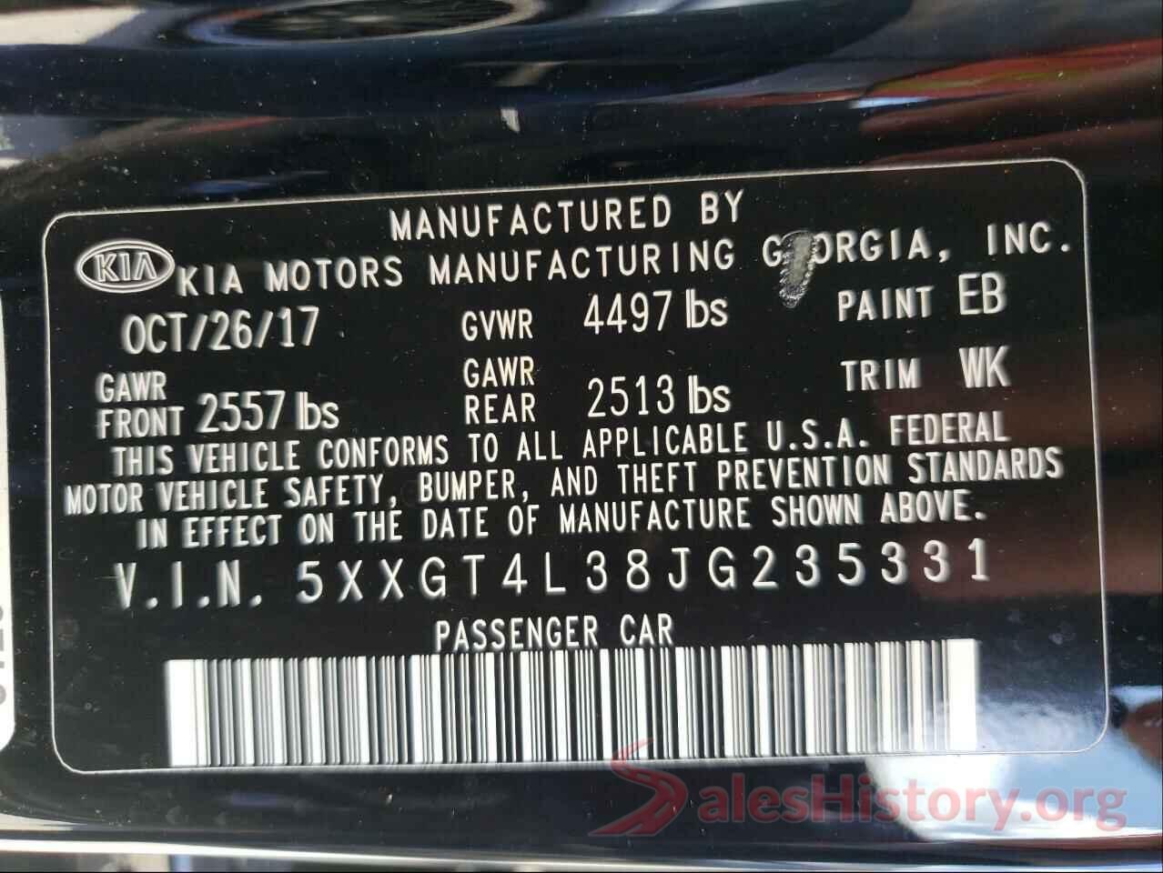 5XXGT4L38JG235331 2018 KIA OPTIMA