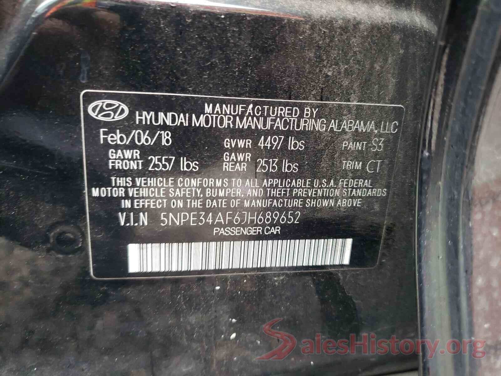 5NPE34AF6JH689652 2018 HYUNDAI SONATA