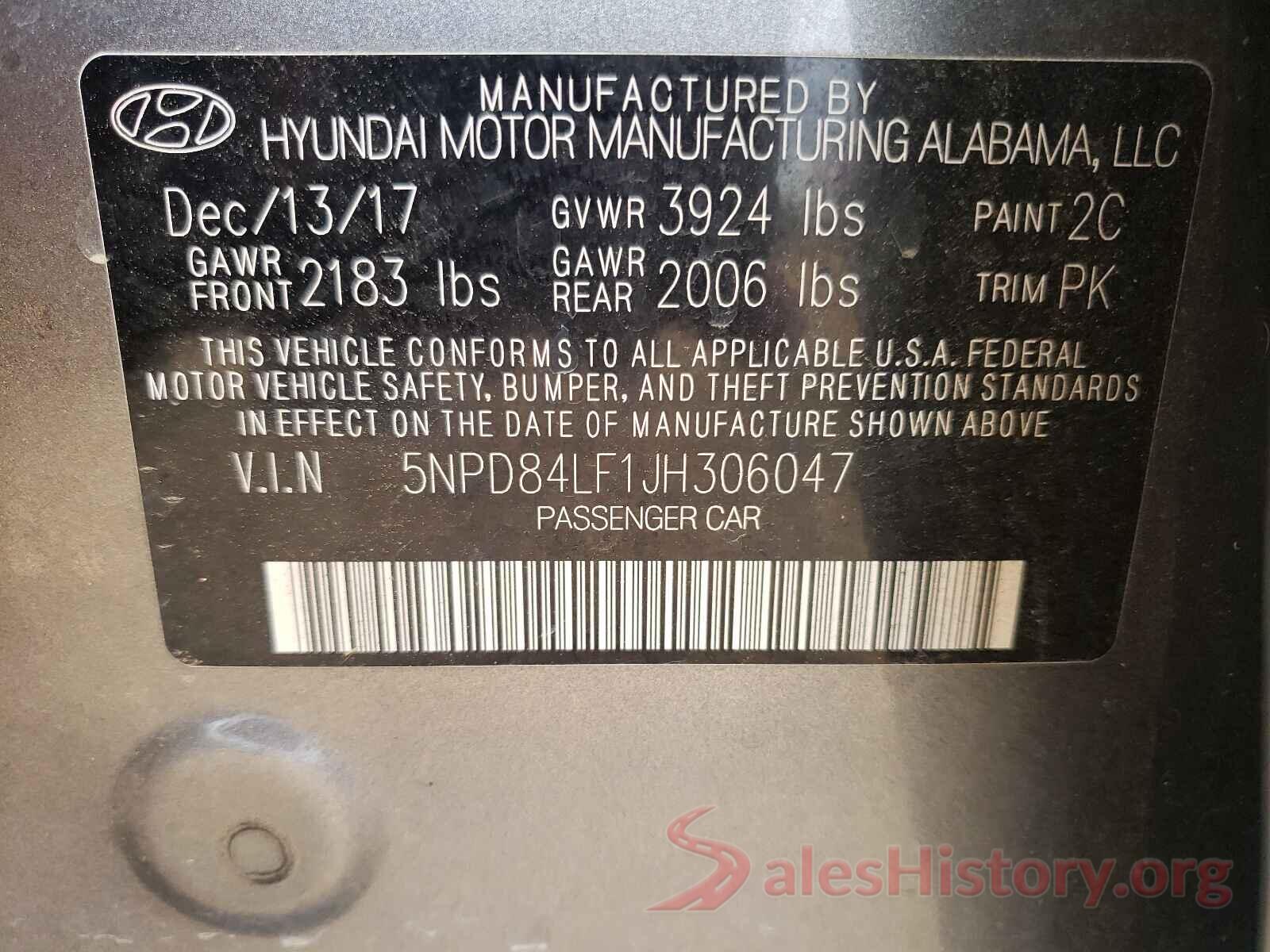 5NPD84LF1JH306047 2018 HYUNDAI ELANTRA