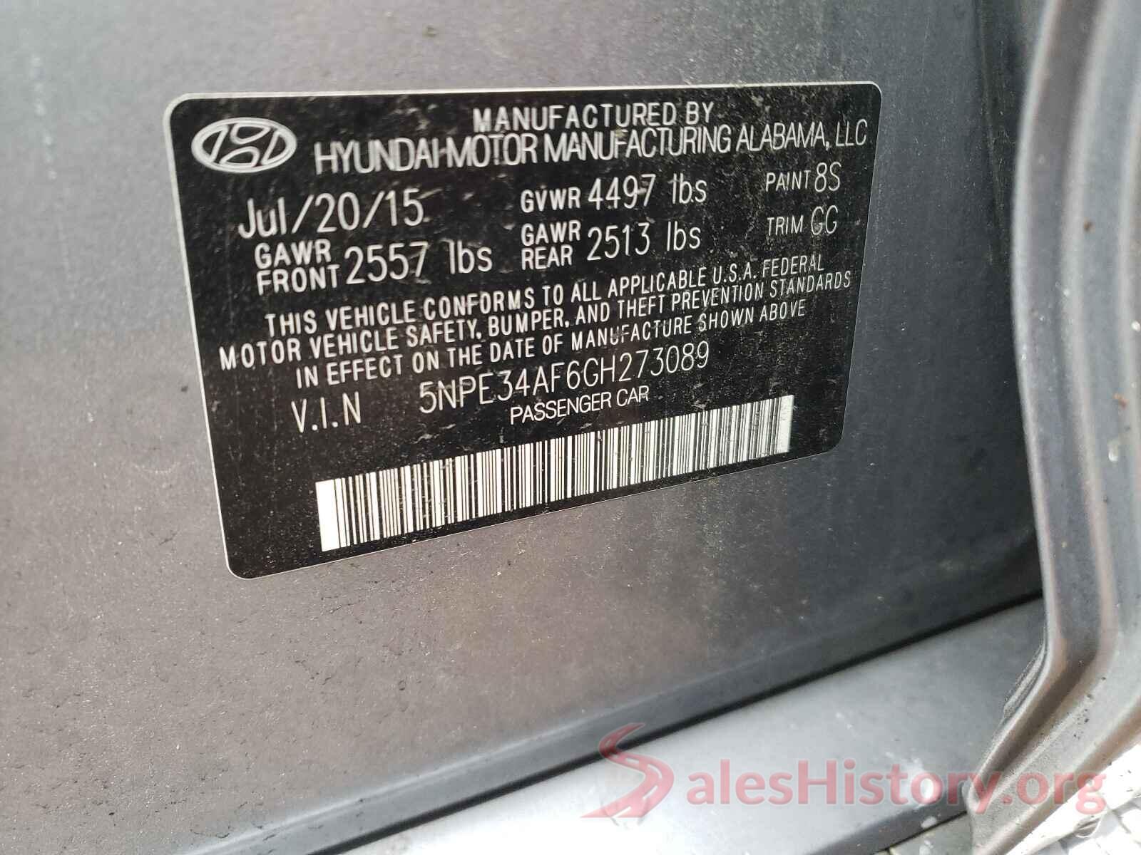 5NPE34AF6GH273089 2016 HYUNDAI SONATA