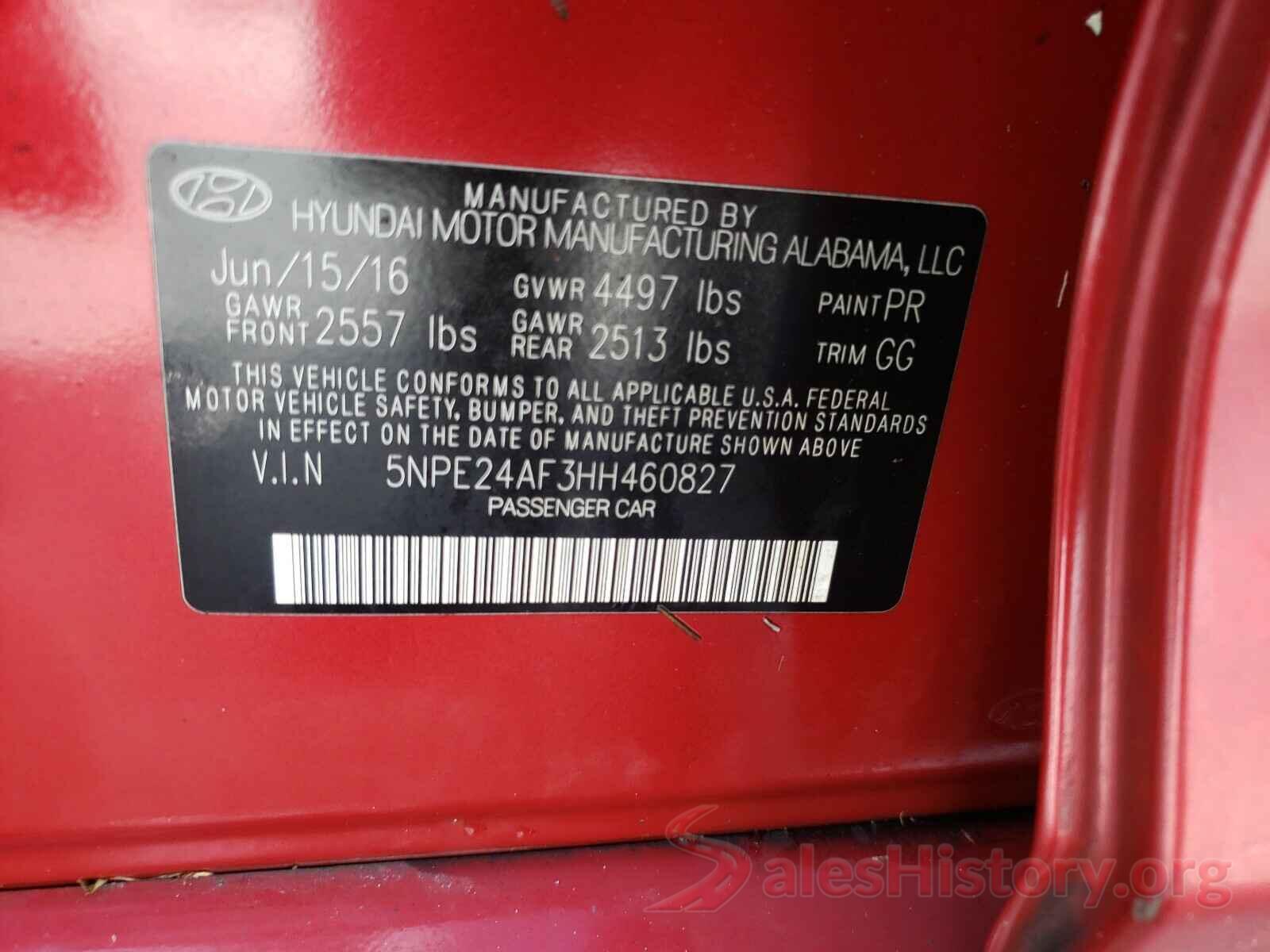 5NPE24AF3HH460827 2017 HYUNDAI SONATA