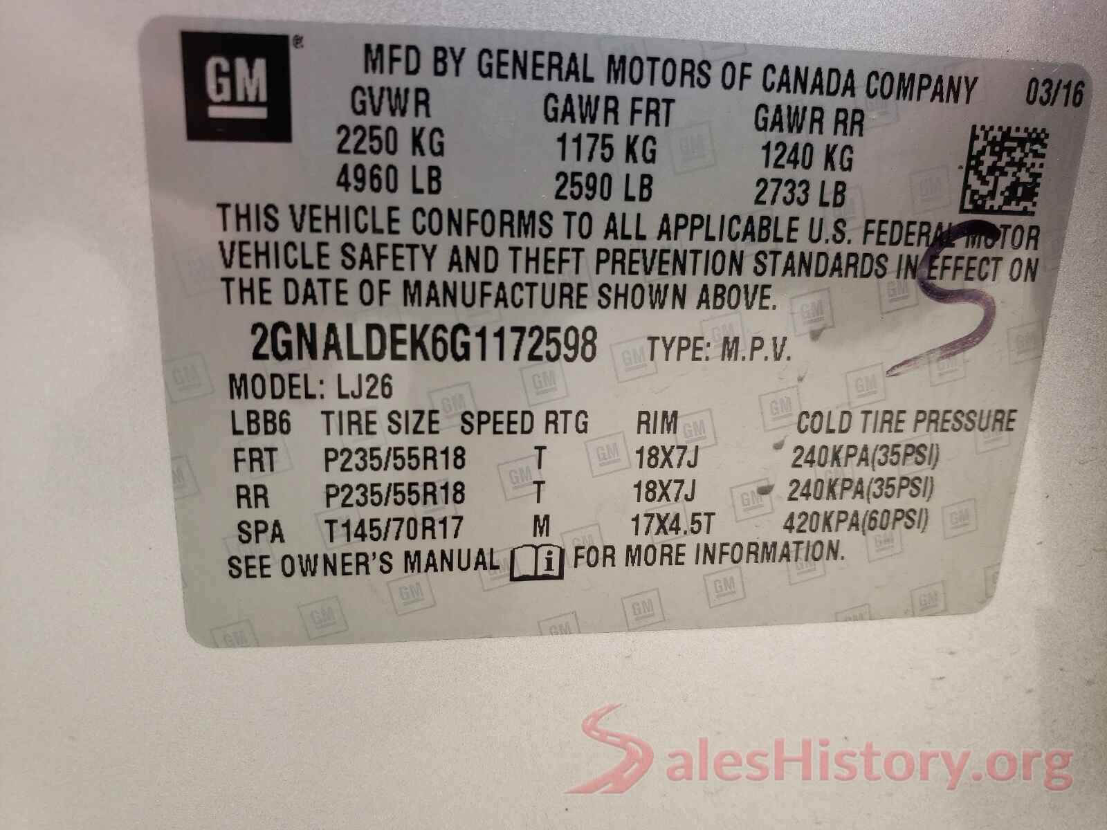 2GNALDEK6G1172598 2016 CHEVROLET EQUINOX