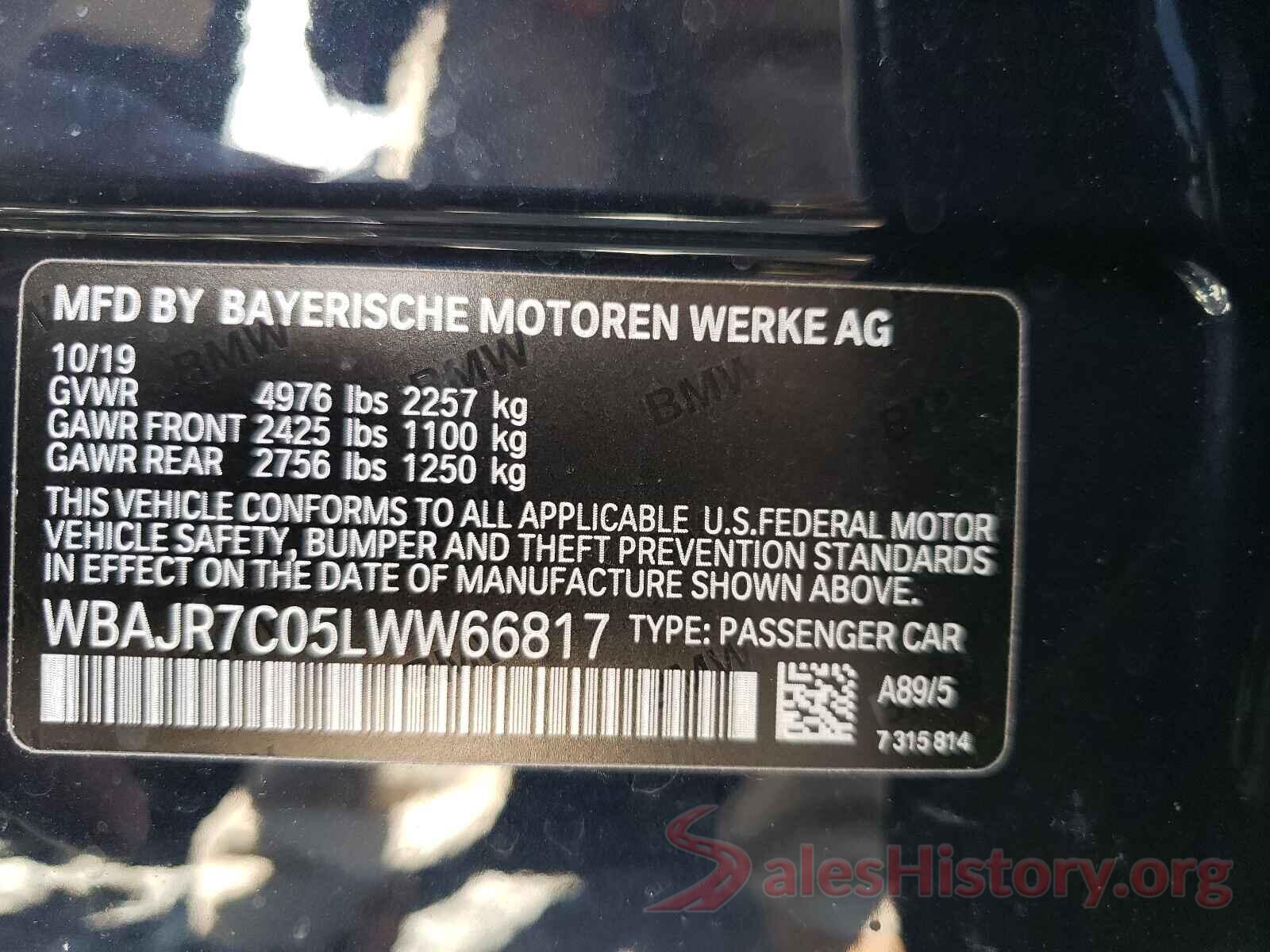 WBAJR7C05LWW66817 2020 BMW 5 SERIES