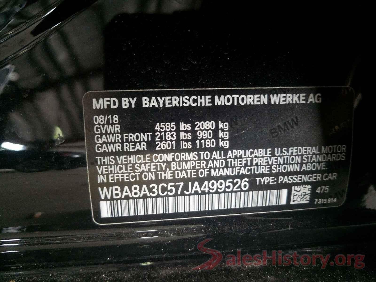 WBA8A3C57JA499526 2018 BMW 3 SERIES