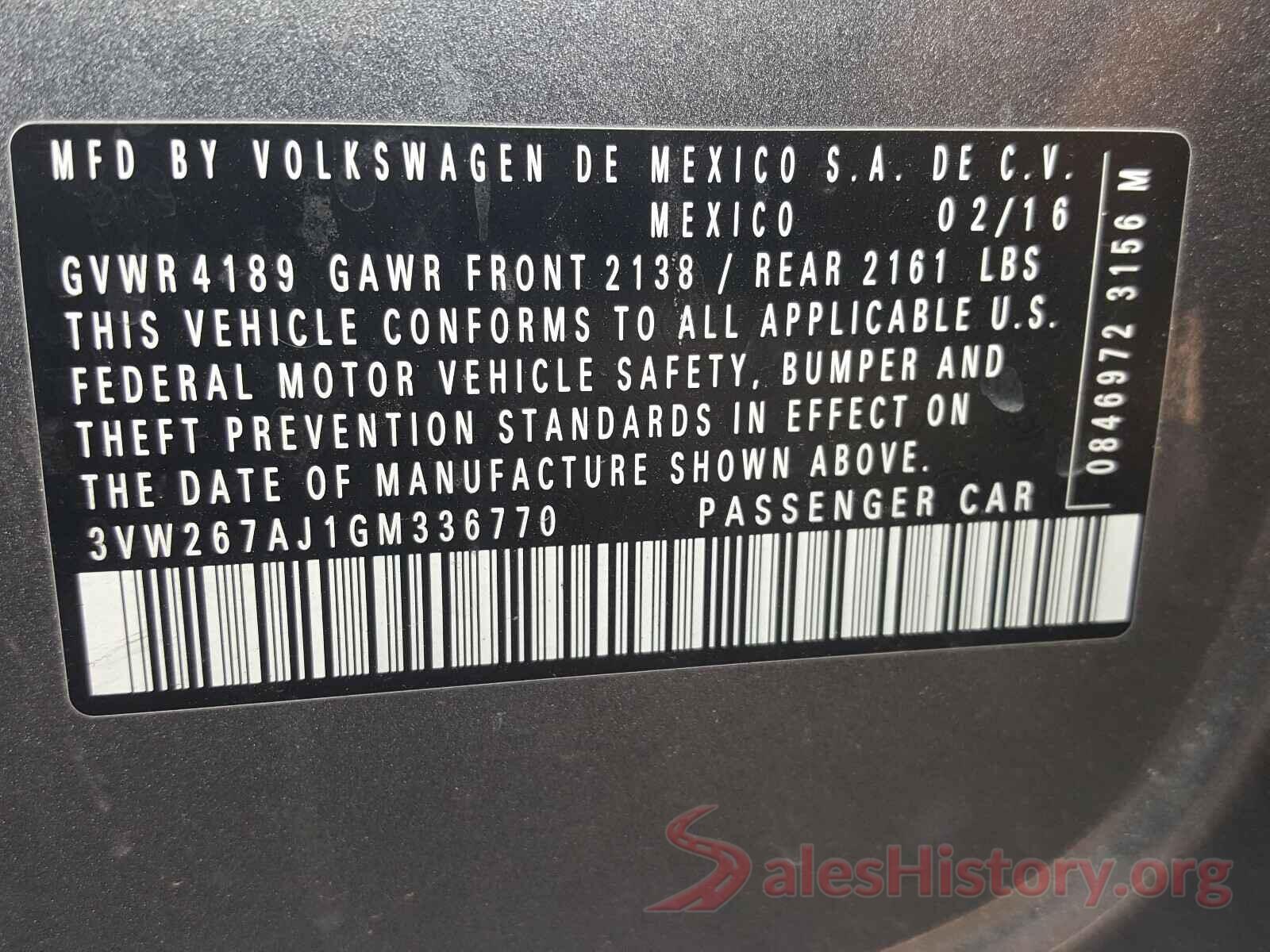 3VW267AJ1GM336770 2016 VOLKSWAGEN JETTA