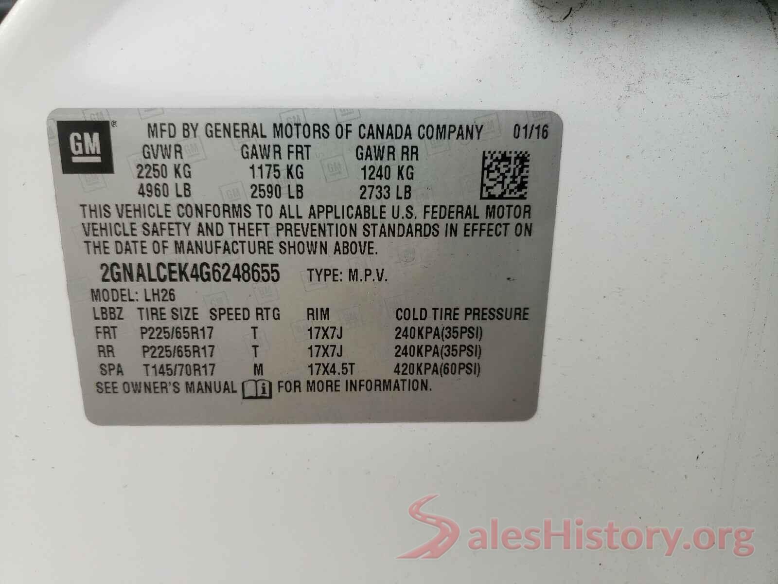 2GNALCEK4G6248655 2016 CHEVROLET EQUINOX