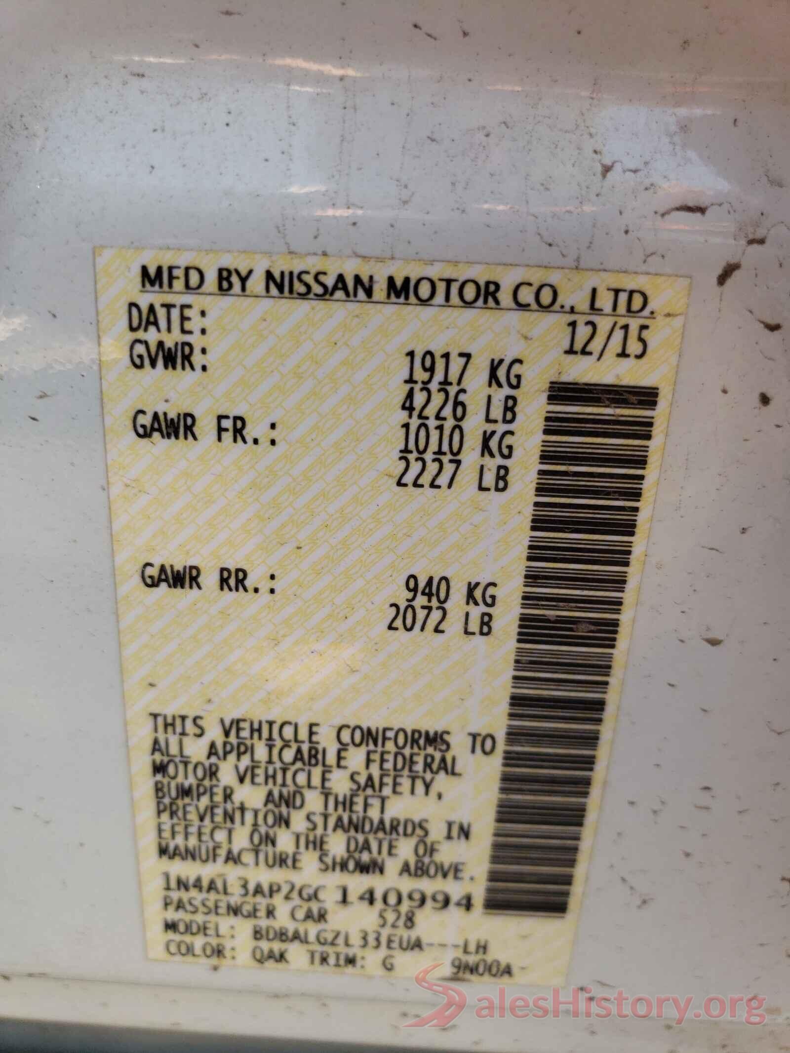 1N4AL3AP2GC140994 2016 NISSAN ALTIMA