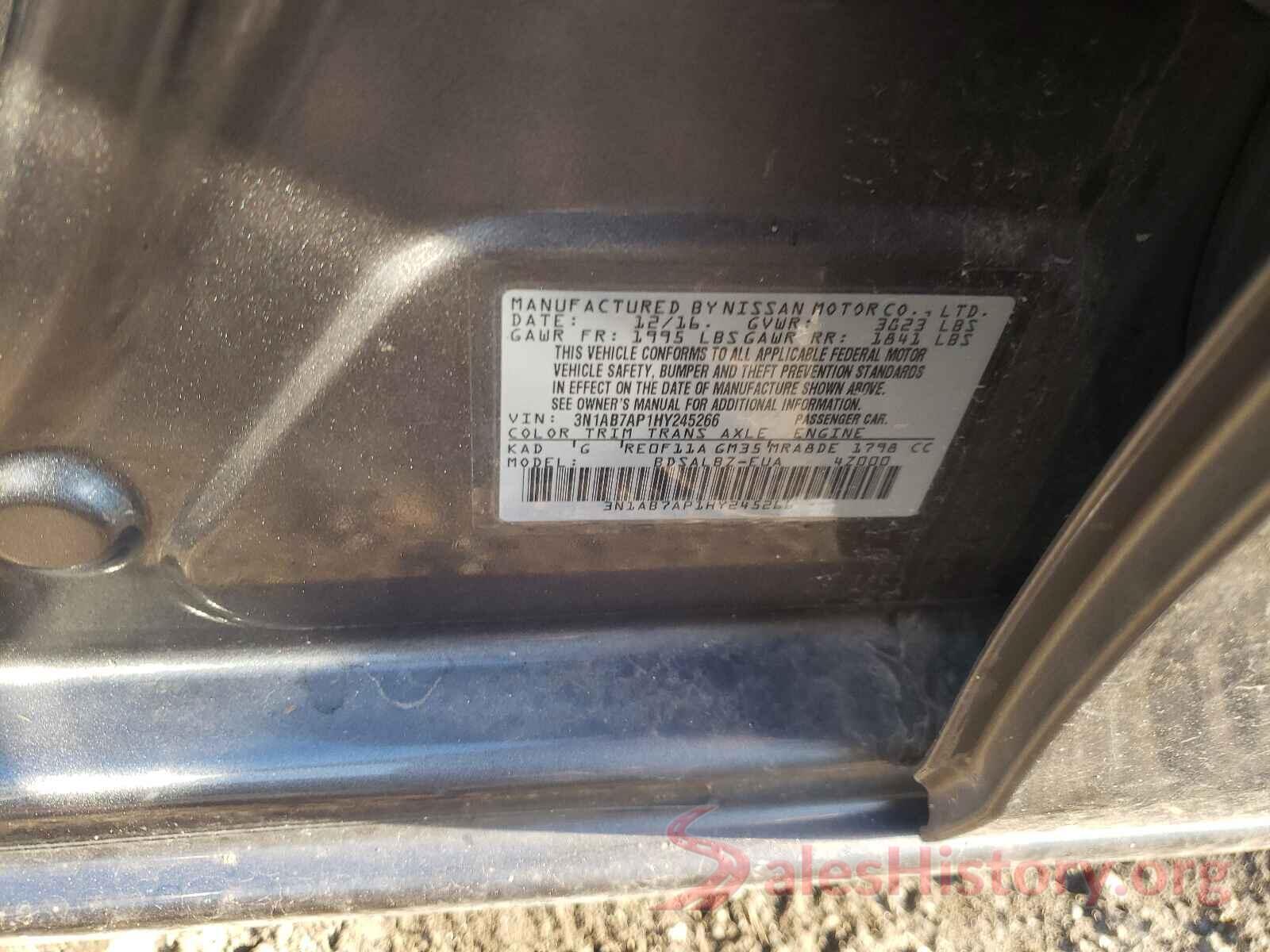 3N1AB7AP1HY245266 2017 NISSAN SENTRA