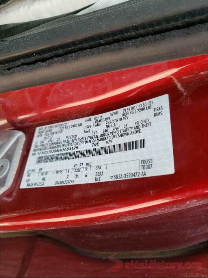 1FMCU0J95HUA63125 2017 FORD ESCAPE