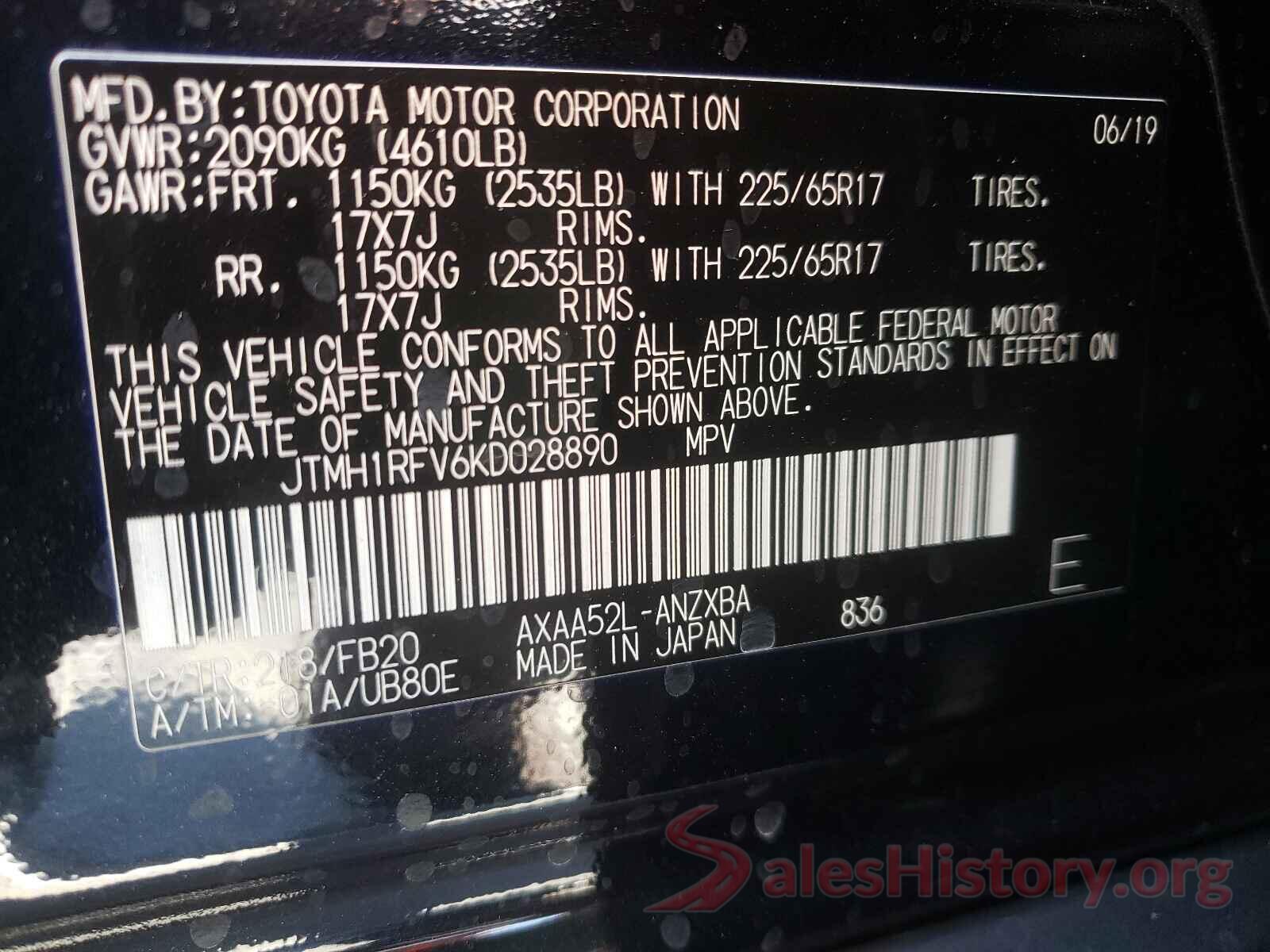 JTMH1RFV6KD028890 2019 TOYOTA RAV4