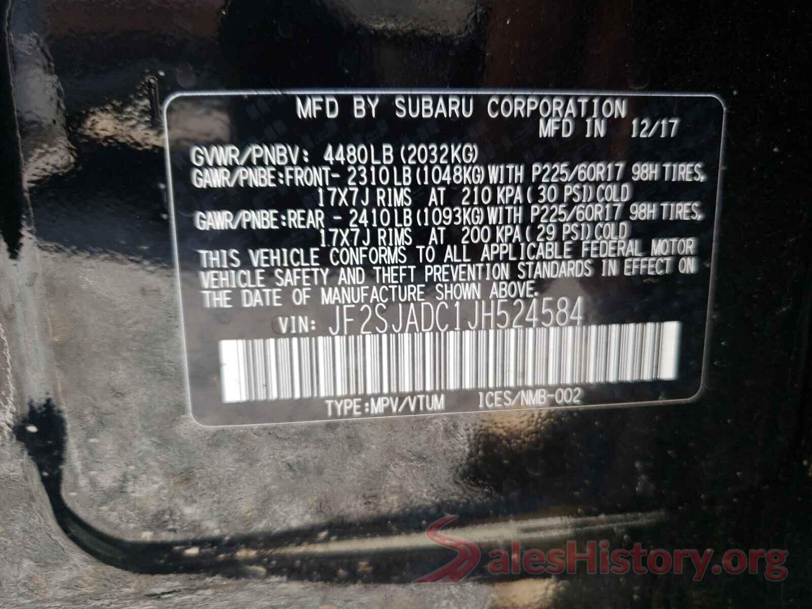 JF2SJADC1JH524584 2018 SUBARU FORESTER