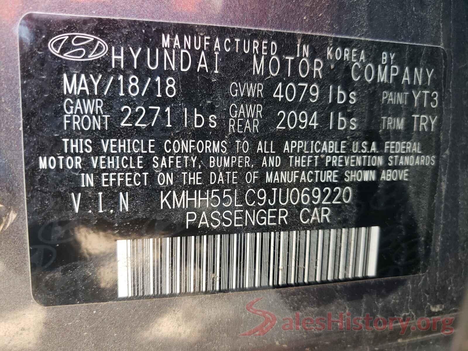 KMHH55LC9JU069220 2018 HYUNDAI ELANTRA