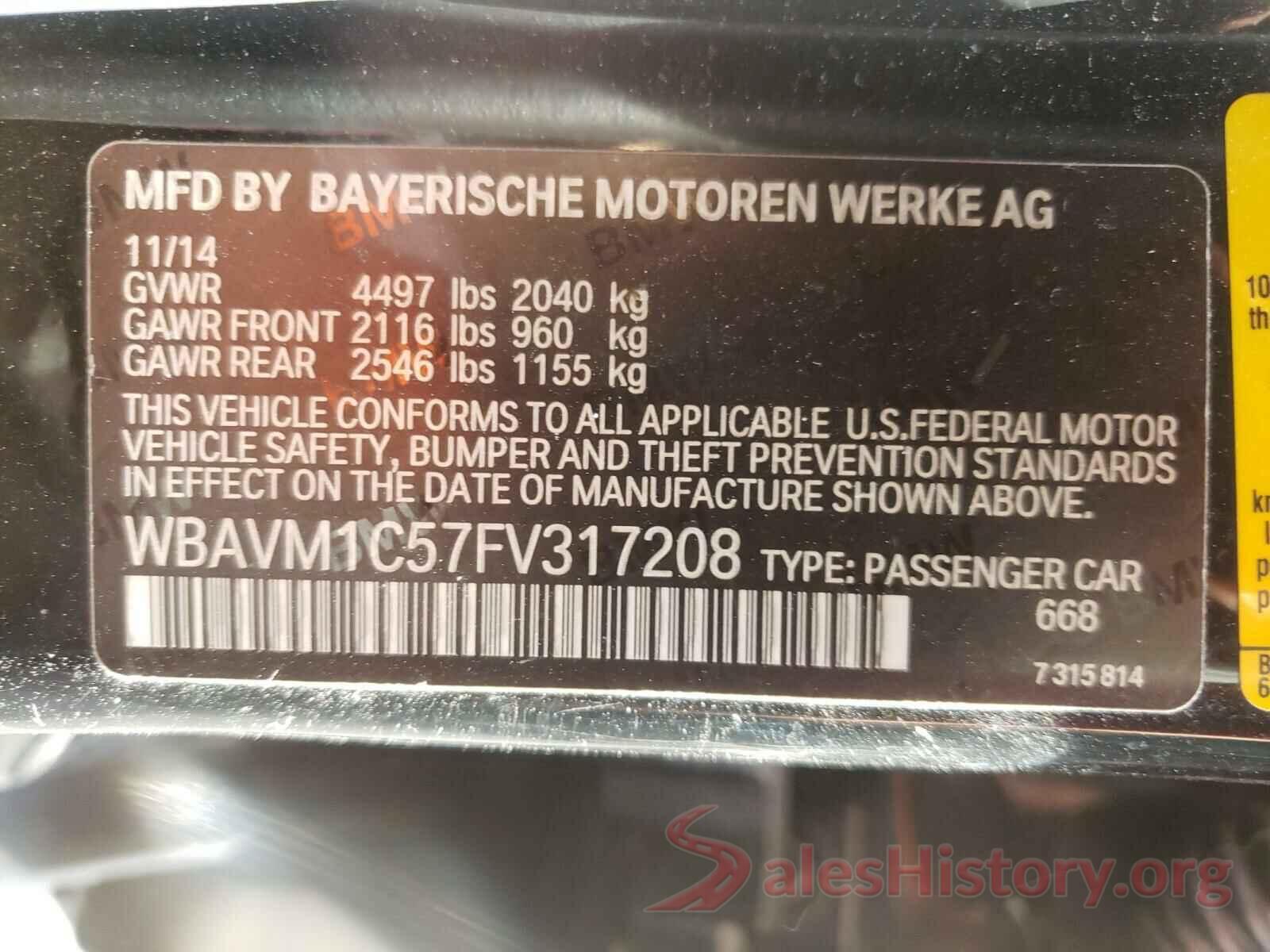 WBAVM1C57FV317208 2015 BMW X1