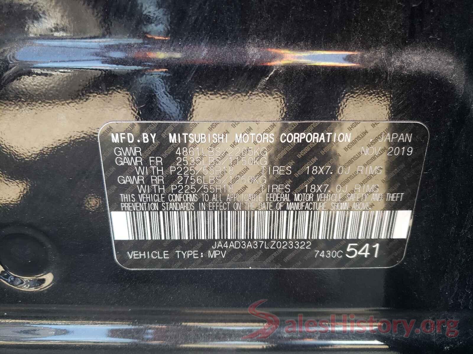 JA4AD3A37LZ023322 2020 MITSUBISHI OUTLANDER