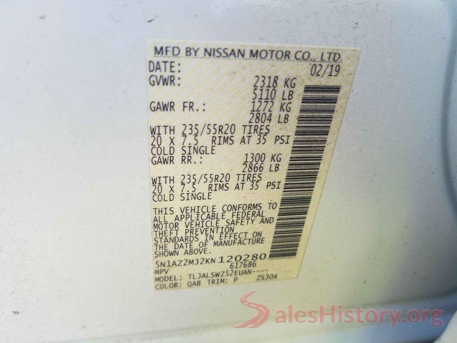 5N1AZ2MJ2KN120280 2019 NISSAN MURANO