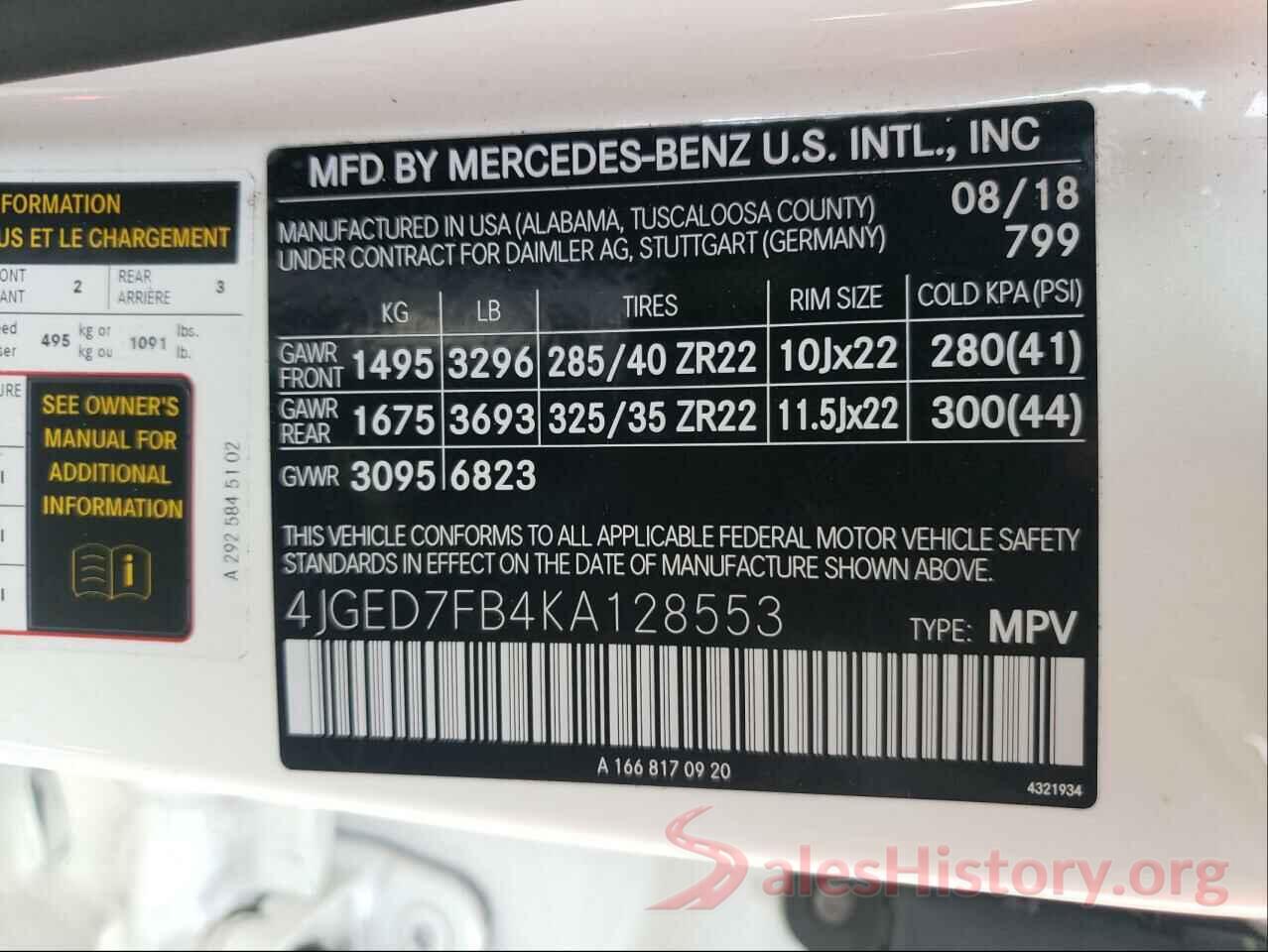 4JGED7FB4KA128553 2019 MERCEDES-BENZ GLE-CLASS