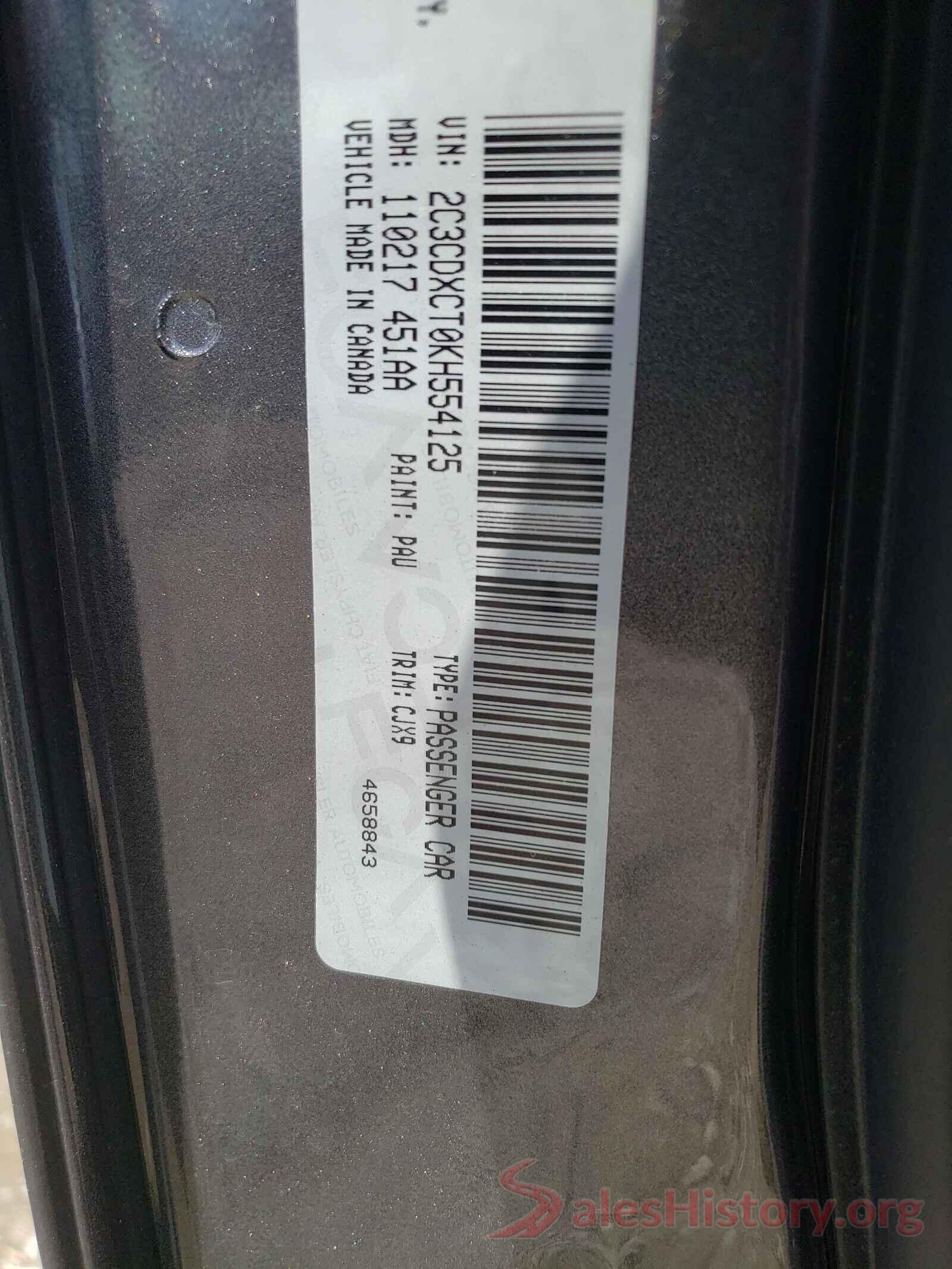 2C3CDXCT0KH554125 2019 DODGE CHARGER